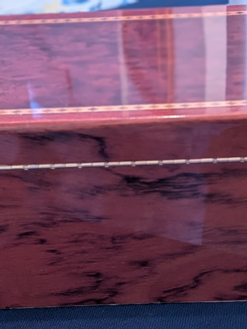 Burgundy Marble-Effect Decorative Box with Gloss Finish